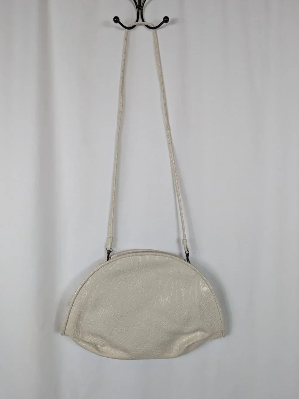 Handbag Monique White Snakeskin Print Texture Purse Shoulder Bag Vintage 80s 90s